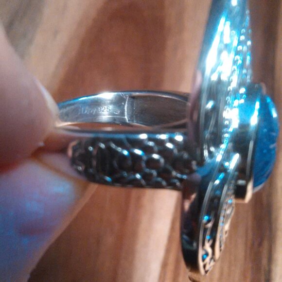 Indian Artistry Tanzanite Sterling Silver Carved Filigree Ring (Size 6) - Picture 14 of 16